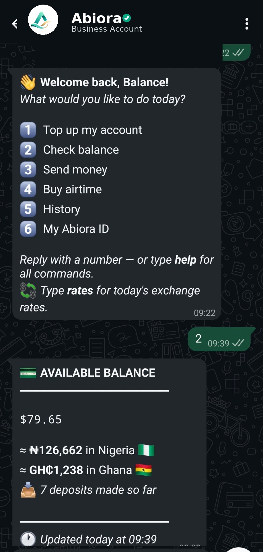 Abiora on WhatsApp