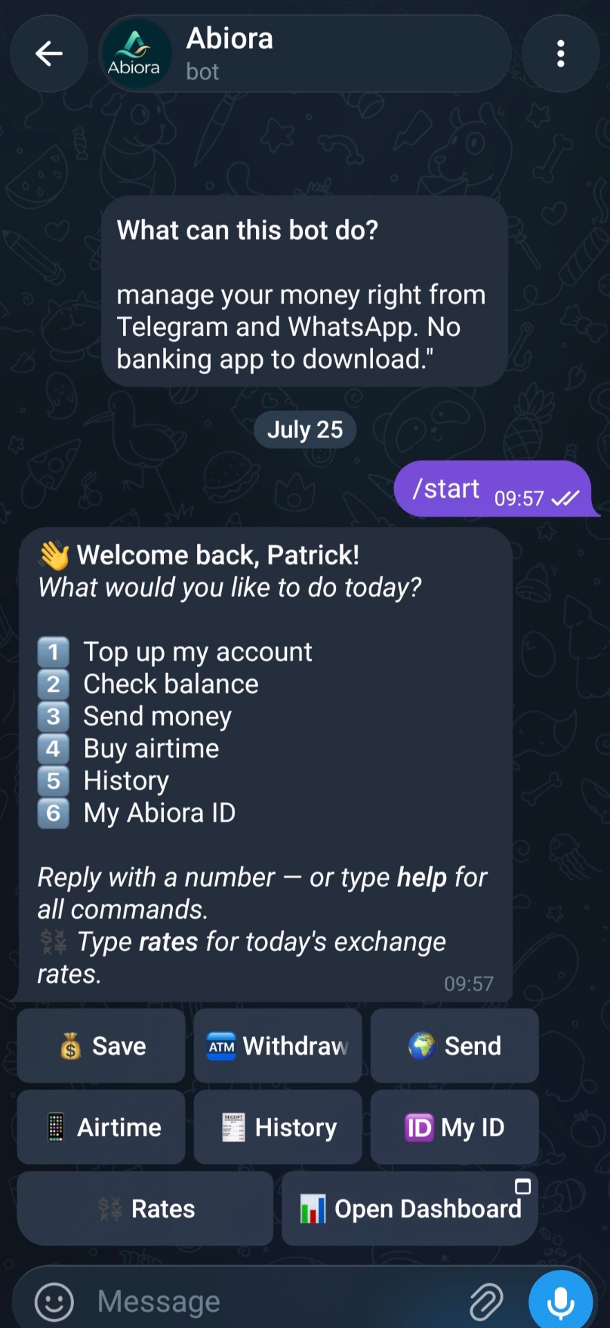 Abiora on Telegram